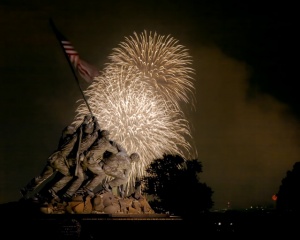 iwo jima, fireworks, white fireworks, angela b. pan, abpan, hdr, washington dc, arlington va, marine corp memorial, july 4th, independence day