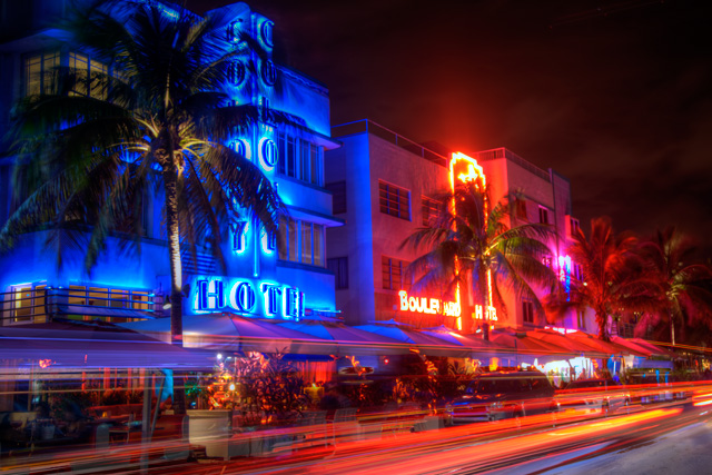 south beach, florida, travel, landscape, hdr, art deco, beach, hotel, neon lights, angela b. pan, abpan