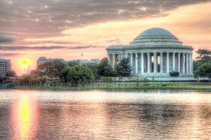 Jefferson memorial, sunrise, washington dc, landscape, travel, angela b. pan, abpan,