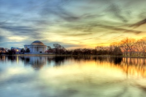 Jefferson memorial, sunrise, landscape, hdr, tidal basin, travel angela b. pan, abpan