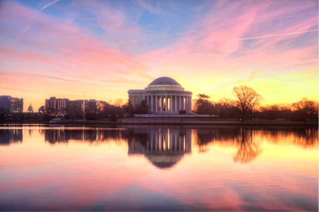 jefferson memorial, washington dc, hdr, landscape, travel, sunrise, photography, photo, angela b. pan, abpan