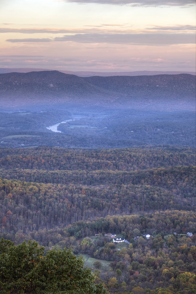 shenandoah, mountains, sunrise, valley, trees, autumn, virginia, skyline drive, va, landscape, travel