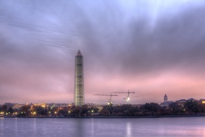 washington monument, washington dc, construction, scaffolding, sunrise, purple, pink, angela b pan, abpan, travel, capitol, tidal basin