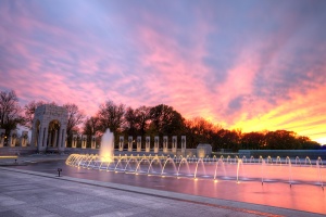 world war ii, memorial, wwii, washington dc, sunset, travel, lincoln, memorial, clouds, fountain, wreaths,