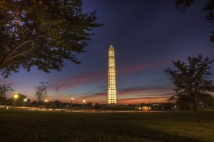 dusk, sunset, washington monument, tree, scaffolding, dc, abpan, travel,