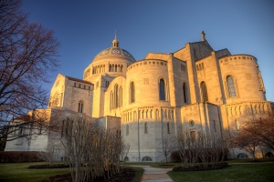 Basilica of the National Shrine of the Immaculate Conception, washington dc, sunrise, travel, landscape, light