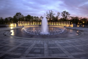 wwii, memorial, fountain, columns, architecture, memorial, wwii, war, washington dc, sunrise