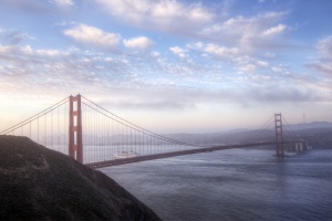 san francisco, california, sunrise, golden gate bridge, clouds, boat, travel, usa, united states