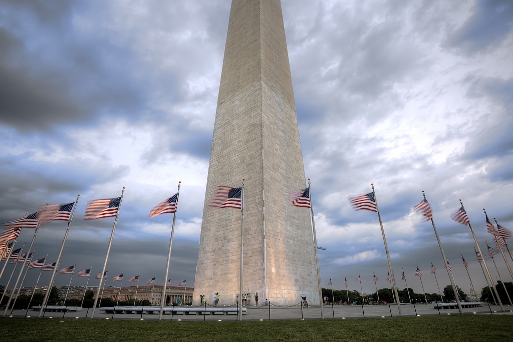 monument, clouds, washington dc, clouds, storm, rain, thunder, flags, hdr, usa, america, capital