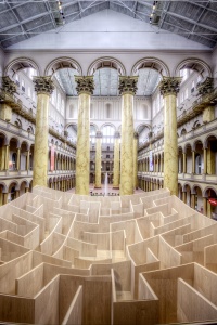 national building museum, washington dc, maze, special exhibit, columns, architecture, interior,