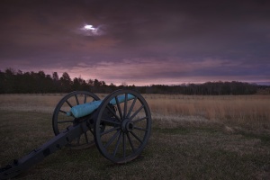 manassas, canon, artillery, virginia, va, night, full moon, purple, battlefield, national park, war