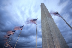 washington monument, flags, washington dc, wind, windy, weather, perspective, sky, blue, american flags, blowing