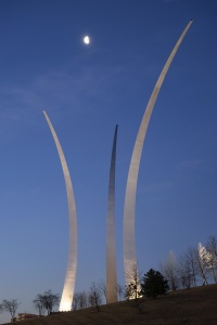 air force memorial, arlington, virginia, dawn, visit, sunrise, va, moon