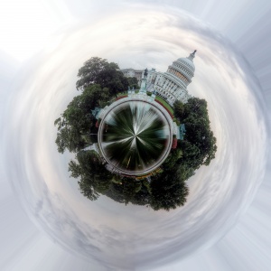 washington dc, capitol, us capitol, panosphere, planet, trees, government, congress, clouds, angela pan,