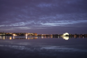 tidal basin, blue hour, sunrise, jefferson memorial, reflection, memorial, washington dc, visit dc,