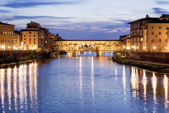 ponte vecchio, italy, florence, night, bridge, shopping, lights, reflection, travel, europe, italia,