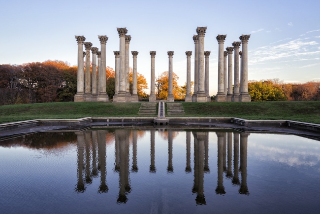 Capitol Columns, washington dc, arboretum, cointhian, orignial united states columns, north east, ne, washington dc, reflection, new york ave