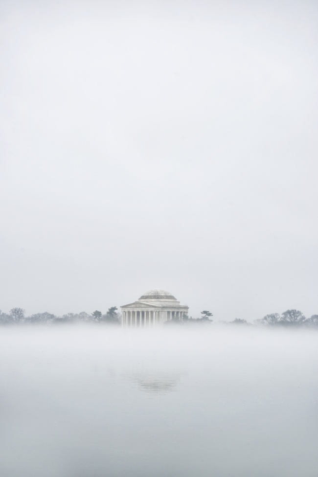 jefferson memorial, washington dc, fog, weather, visit, christmas, morning, sunrise, fog, reflection, white christmas, dc