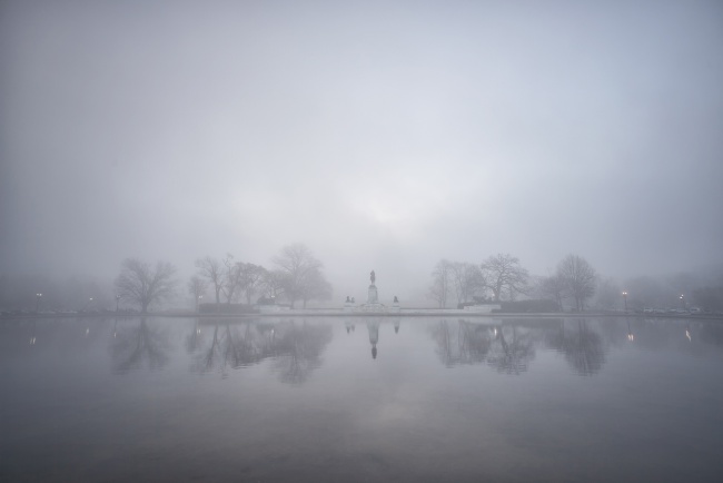 fog, capitol, us capital, washington dc, reflection, symmetry, blue, trees, statue, washington dc, united states, government,