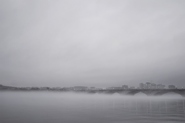 foggy morning, fog, memorial bridge, potomac river, mid atlantic, washington dc, united states, chesapeake bay, river, arlington, bridge,