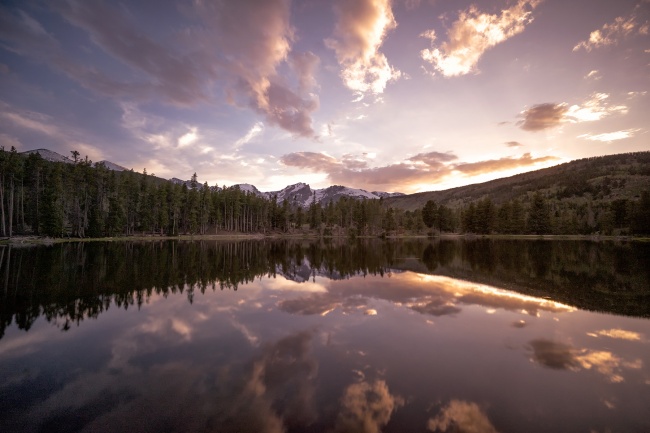 colorado, co, visit, travel, rocky mountain national park, antonios pizza, estes park, sunset, dinner, pizza, hike, trail, lake, sprague, tripod, camera settings, neutral density, nd, filter, tripod, reflection, mountains