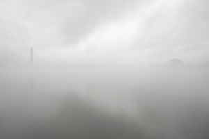 fog, tidal basin, winter, weather, washington dc, thomas jefferson, jefferson memorial, washington monument, fog, rain, grey, color, national mall, tidal basin, winter, contrast
