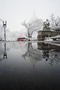 Snow Day, washington dc, us capitol, reflection, Rayburn House Office Building, House of representatives, government, spring, snow, white, trees, taxi, cab