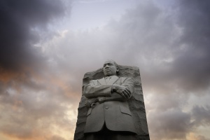 Martin Luther King Jr Memorial, Washington DC, national mall, sunset, tour bus, visit, travel, tidal basin, west potomac park, looking up, clouds,