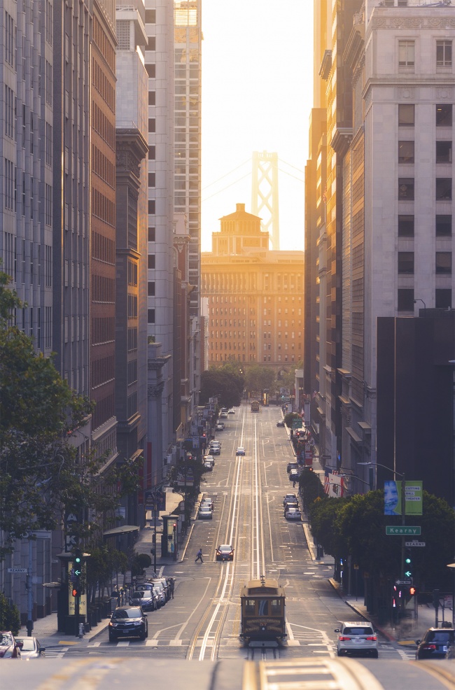 California St, San Francisco, california, instagram, ig, instagram spot, noma, cable car, sf, sunrise, early morning, sunday morning, city, norcal, northern california, golden gate bridge,