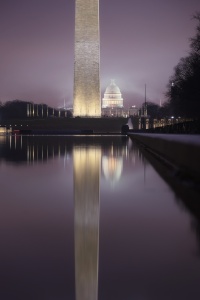 Reflecting Pool Fog, washington dc, national mall, washington monument, us capitol, fog, early morning, warm front, how to know if it's going to be a foggy morning, meteorologist, weather, glow