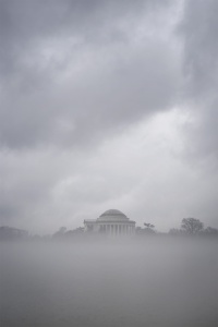 Thomas Jefferson Memorial, Tidal Basin, national mall, washington dc, fog, foggy morning, layer of fog, west potomac park,