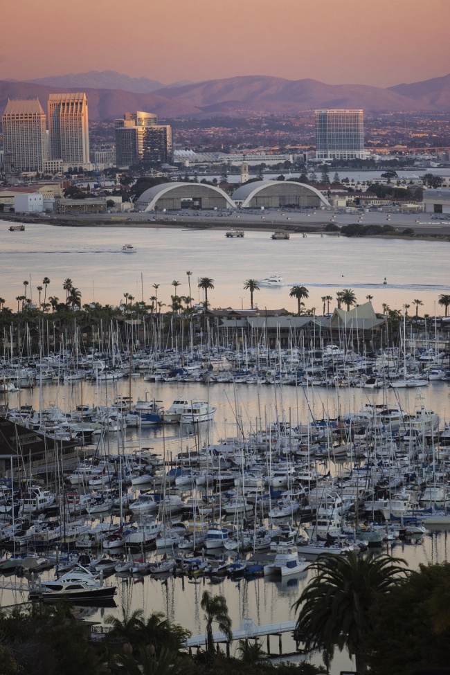 Hilltop Views of San Diego, california, southern california, photo scouting, photo location, point loma, downtown san diego, san diego, sunset, boats, sailboats,