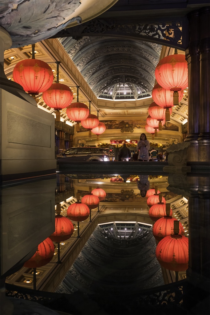 Bellagio Las Vegas, hotel and casino, travel, visit, reflection, las vegas, red lanterns, architecture, water show, fountains of bellagio