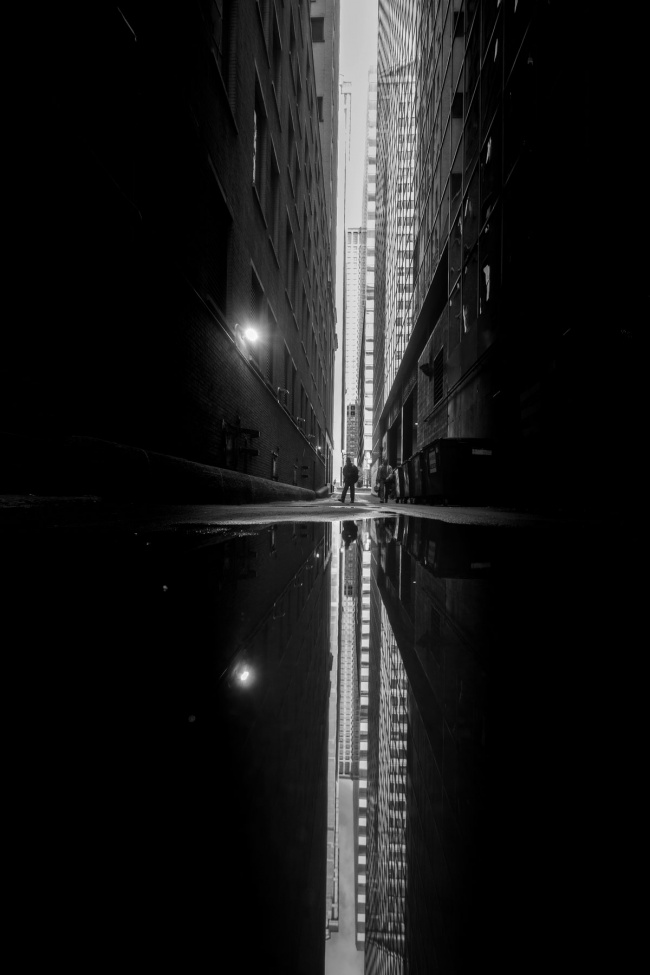 chicago, loop, photo, photography, reflection, downtown, buildings, skyscrapers, black and white