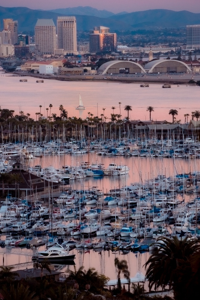 san diego, sunset, point loma, marina, sailboats, skyline, southern california, socal, palm trees, frankies foto,