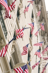 american flags, july 4th, independence day, america, usa, looking up, washington dc, willard intercontinental, hotel, holiday, pennsylvania ave