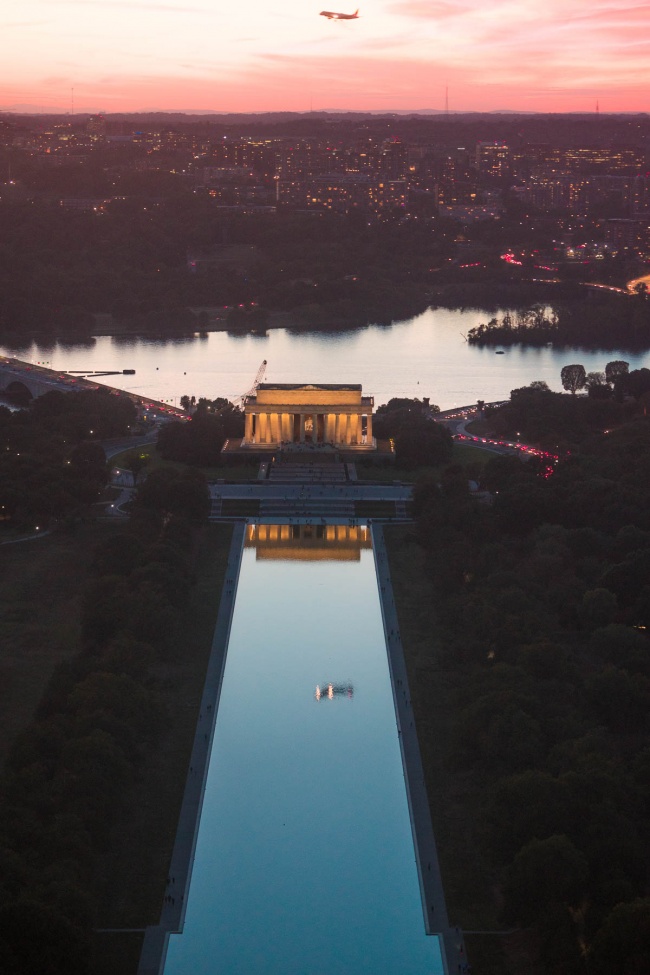 reflecting pool, airplane, lincoln memorial, sunset, washington monument, views, top of the washington monument, tickets, airport, night photography, washington dc, arlington, virginia, va