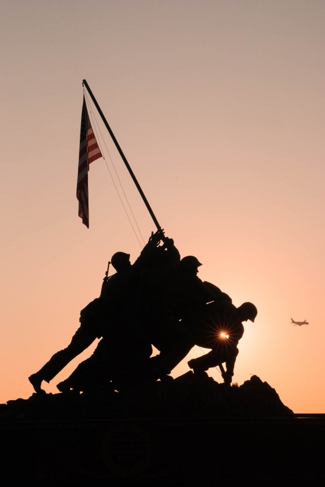 iwo jima, us marine corps war memorial, arlington, virginia, va, sunrise, american flag, veterans day, veterans, george washington parkway, arlington county, Arlington Ridge Park , soldiers