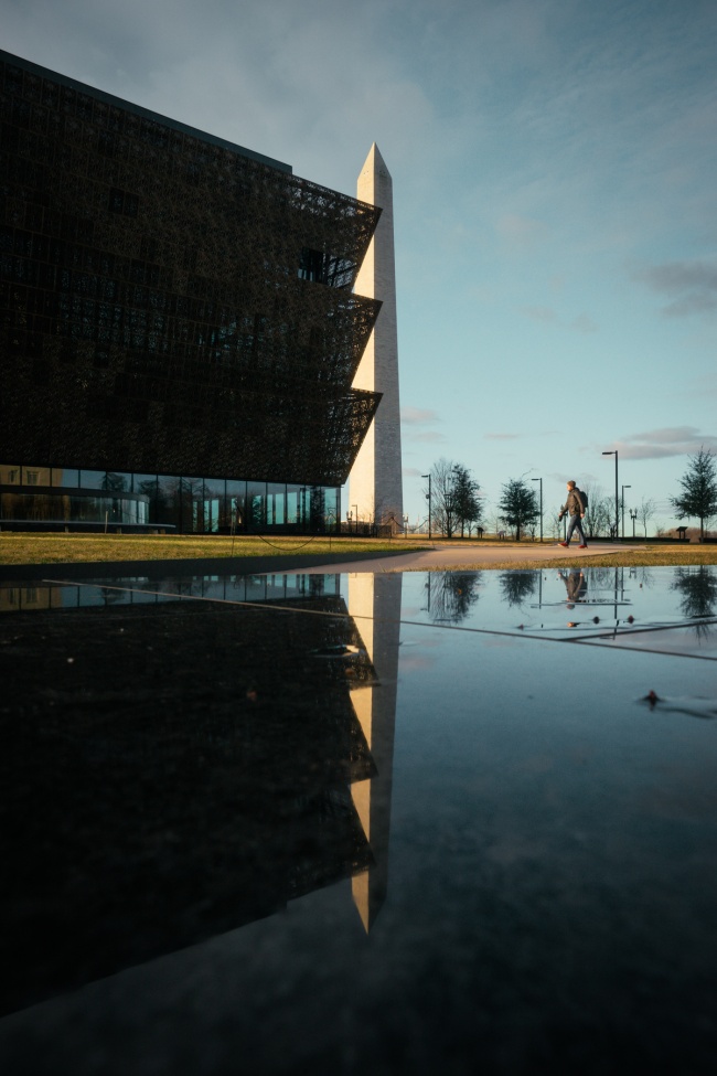washington dc, washington monument, national museum of african american history and culture, nmaahc, reflection, someguy, scale, trees, national mall,