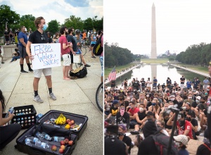 black lives matters, protests, protestors, lincoln memorial, washington monument, national mall, reflecting pool, free water, people helping people
