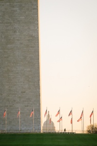 washington monument, american flags, early morning, sunrise, national mall, wwii memorial, world war ii memorial, us capitol dome